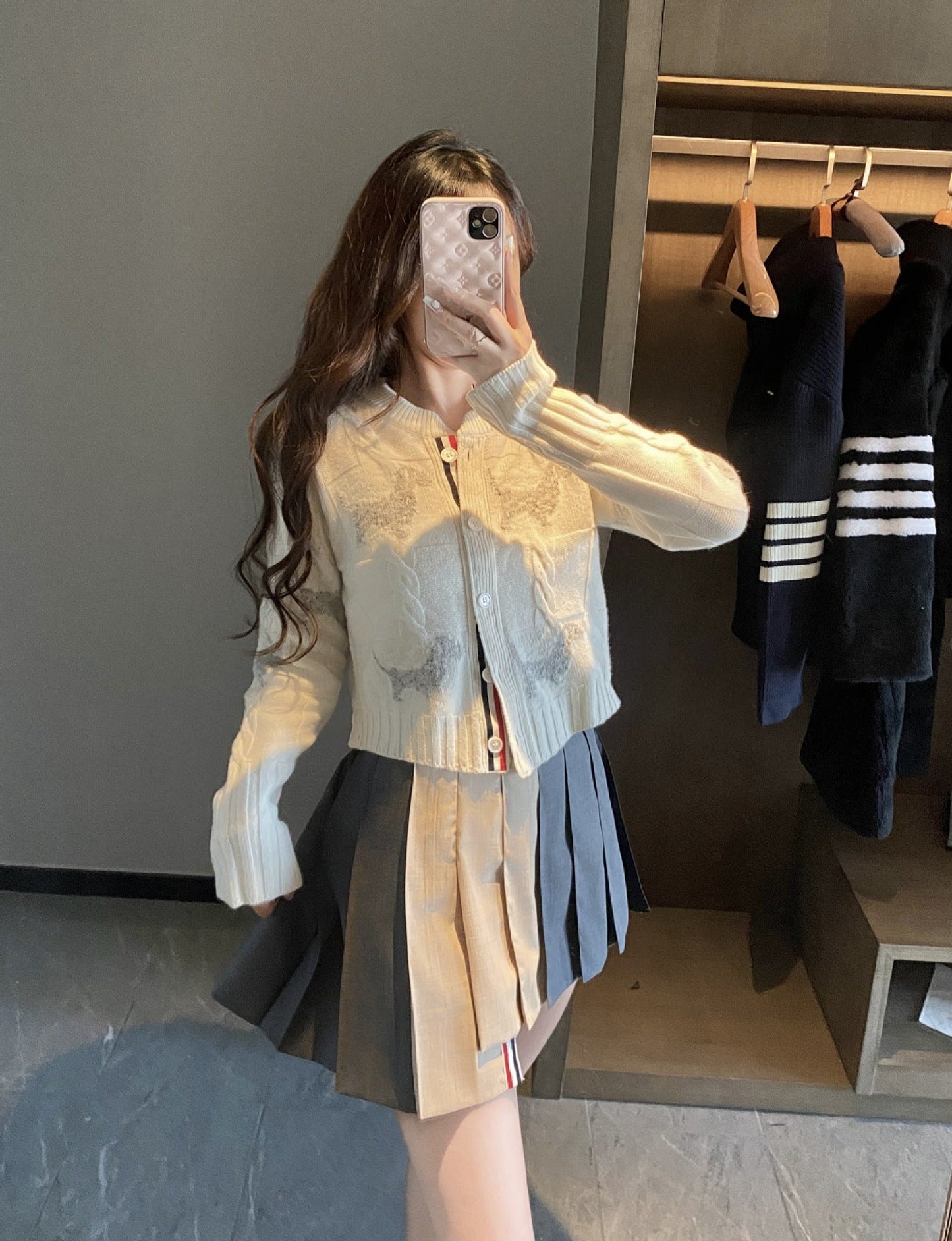 2025ss Colorblock pleated skirt