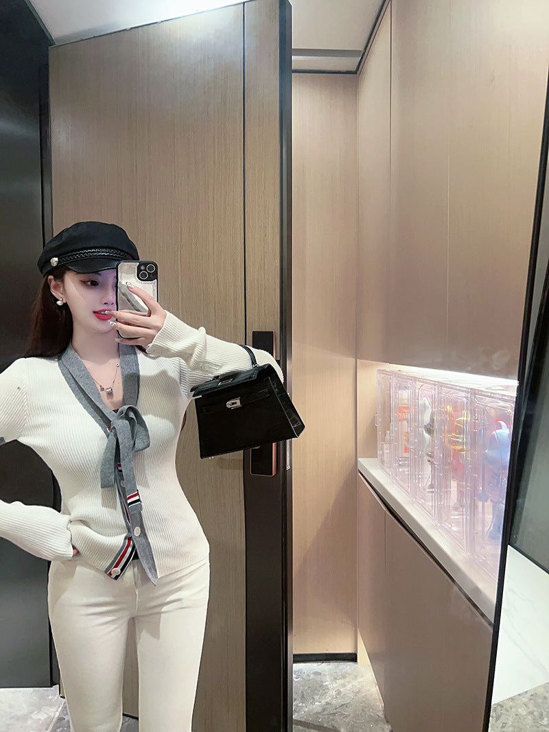 2025 Ribbon knitted sweater