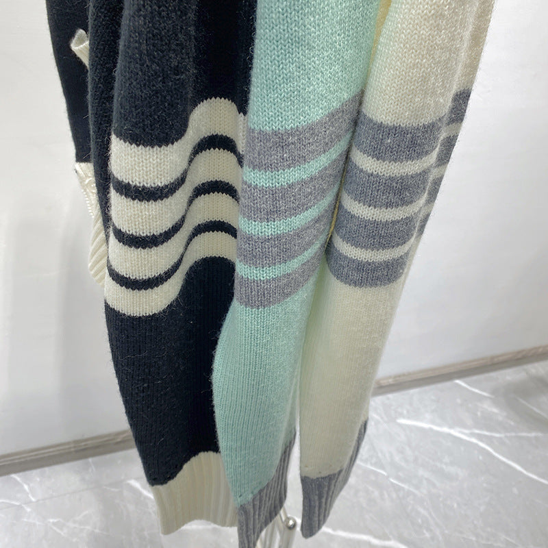 2025 Four-bar wool cardigan