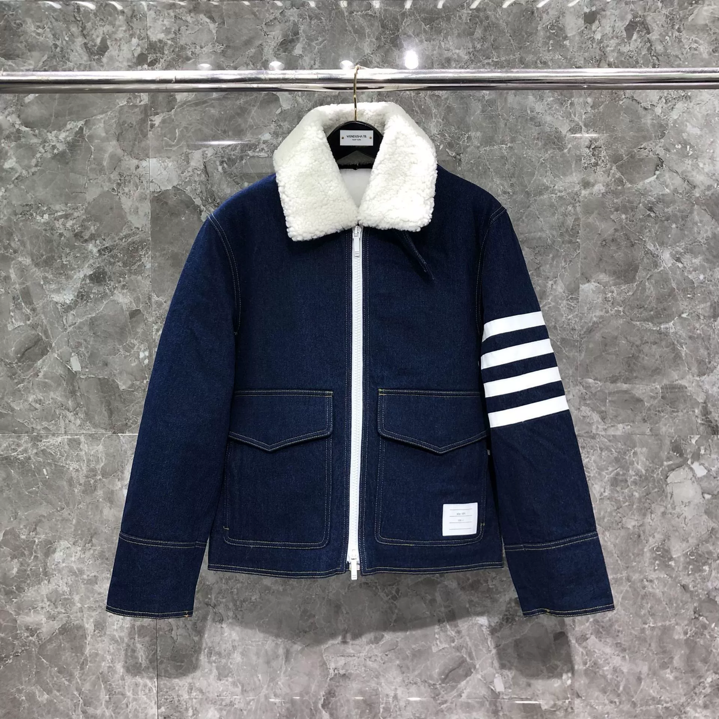 2025  Top-grade denim lambswool down jacket